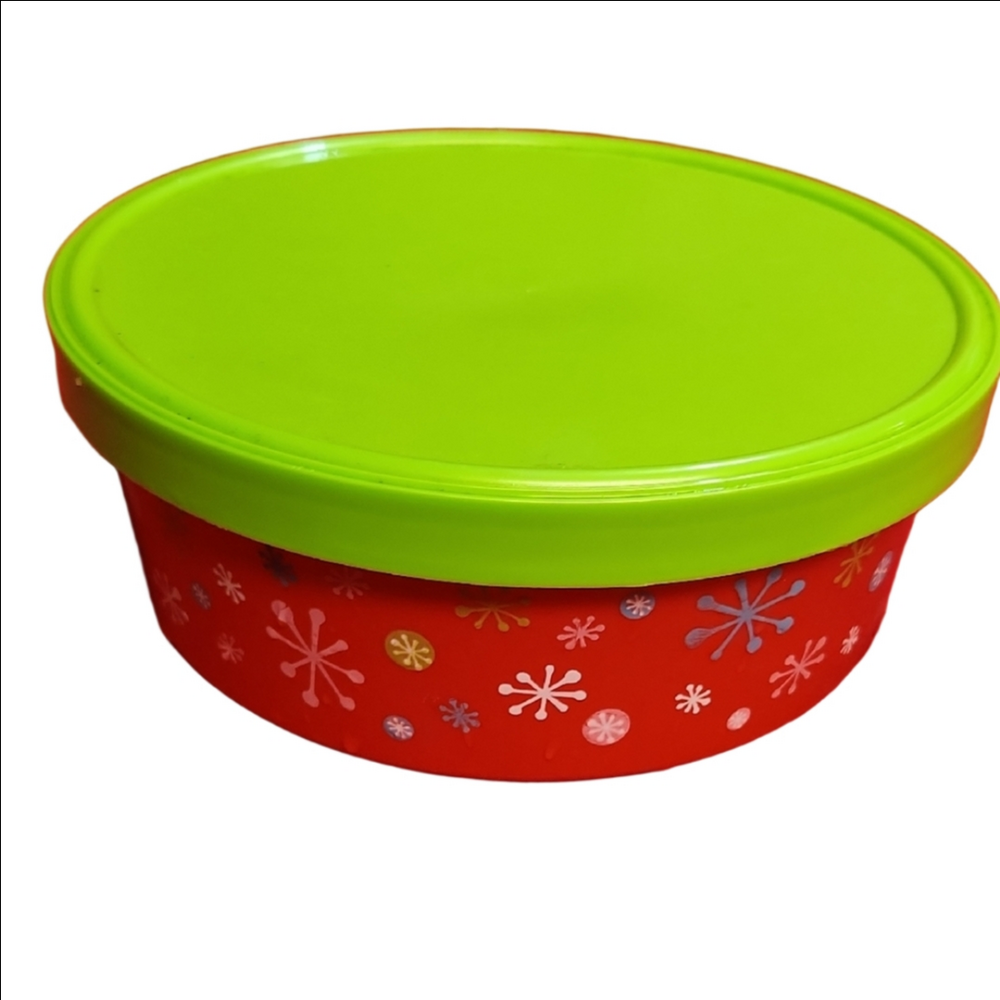 Festive Red and Green Storage Container